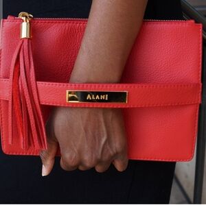 ALANI Victoria Clutch. Colors: Red, Black, or Milk. Leather Lined. 7 Inch pocket